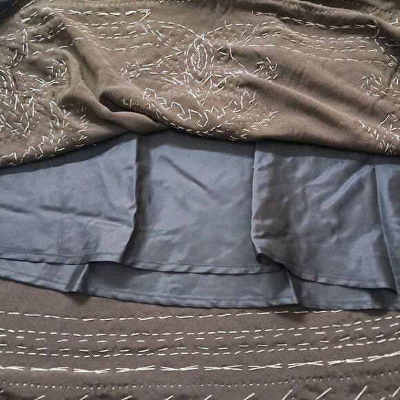 VTG Carole Little Skirt Womens 8 Brown Midi Velvet Beaded Whimsigoth Hippie Boho - Picture 10 of 12